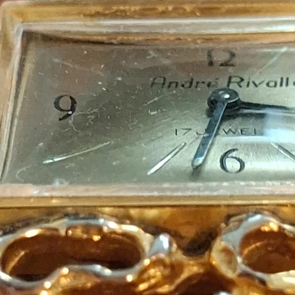 Andre Rivalle Womens Goldtone 17 Jewel Manual Wind-Up Swiss Watch. Tested, Works
